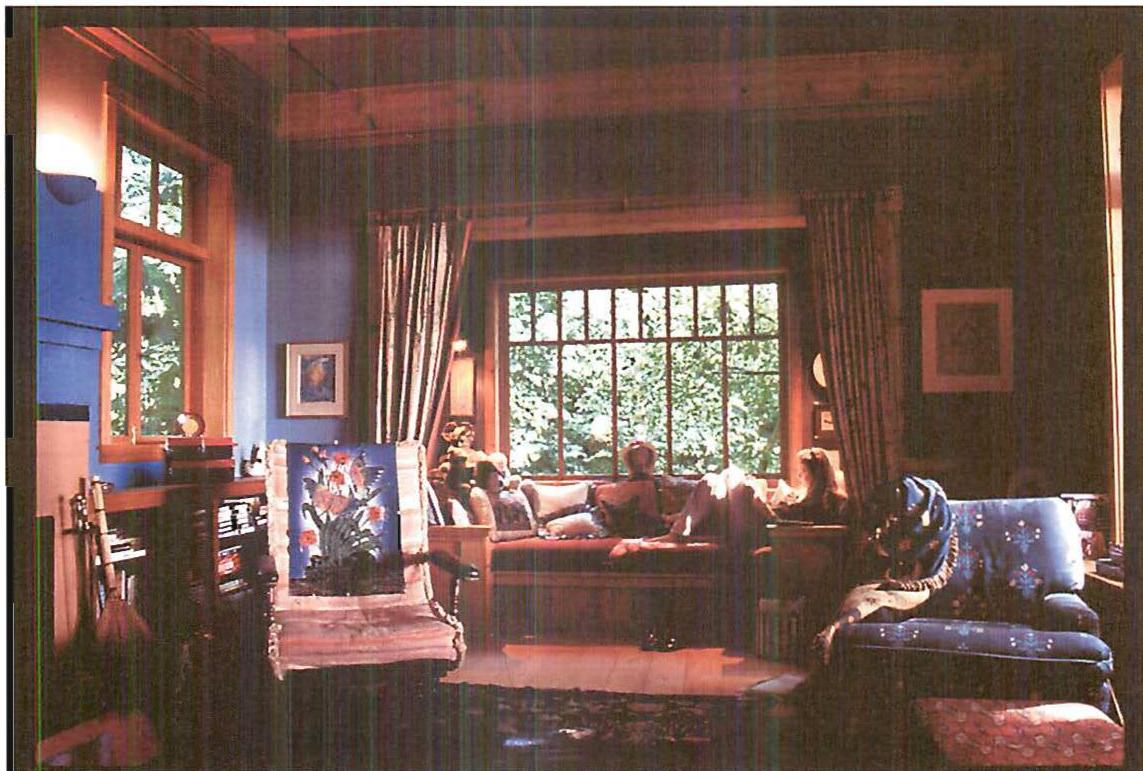 A different time of day in the living room of the Medlock-Graham house.