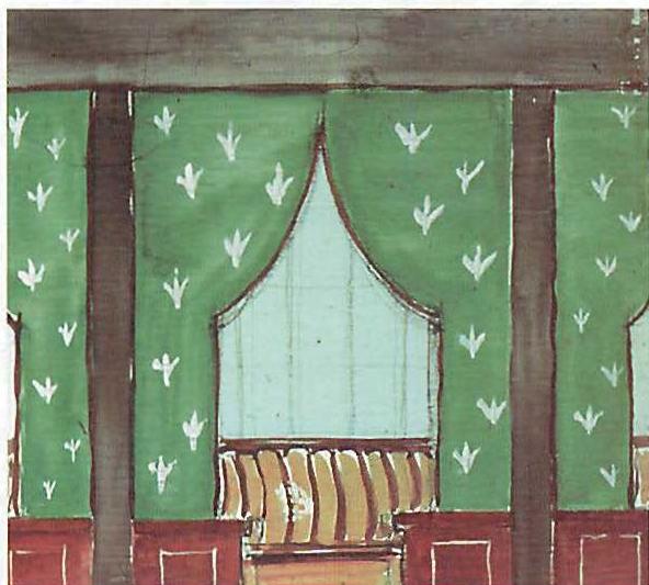 Early sketch for the alcove fronts of the Linz Café. Gouache on wood panel. 5