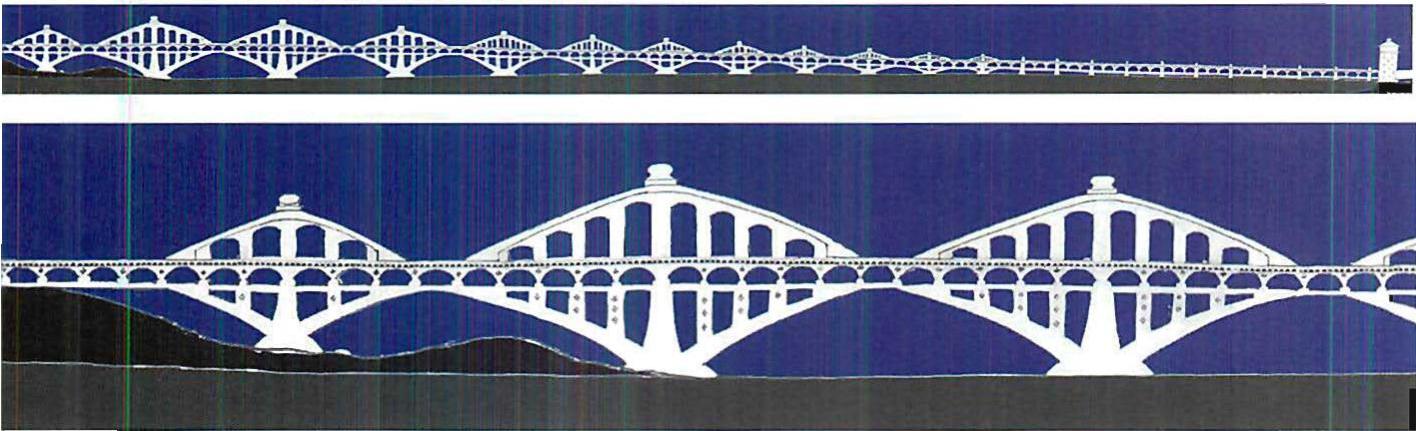 Design for the new east span of the San Francisco-Oakland Bay Bridge, commissioned by the office of the Mayor of Oakland. Christopher Alexander and Randy Schmidt, 1999.