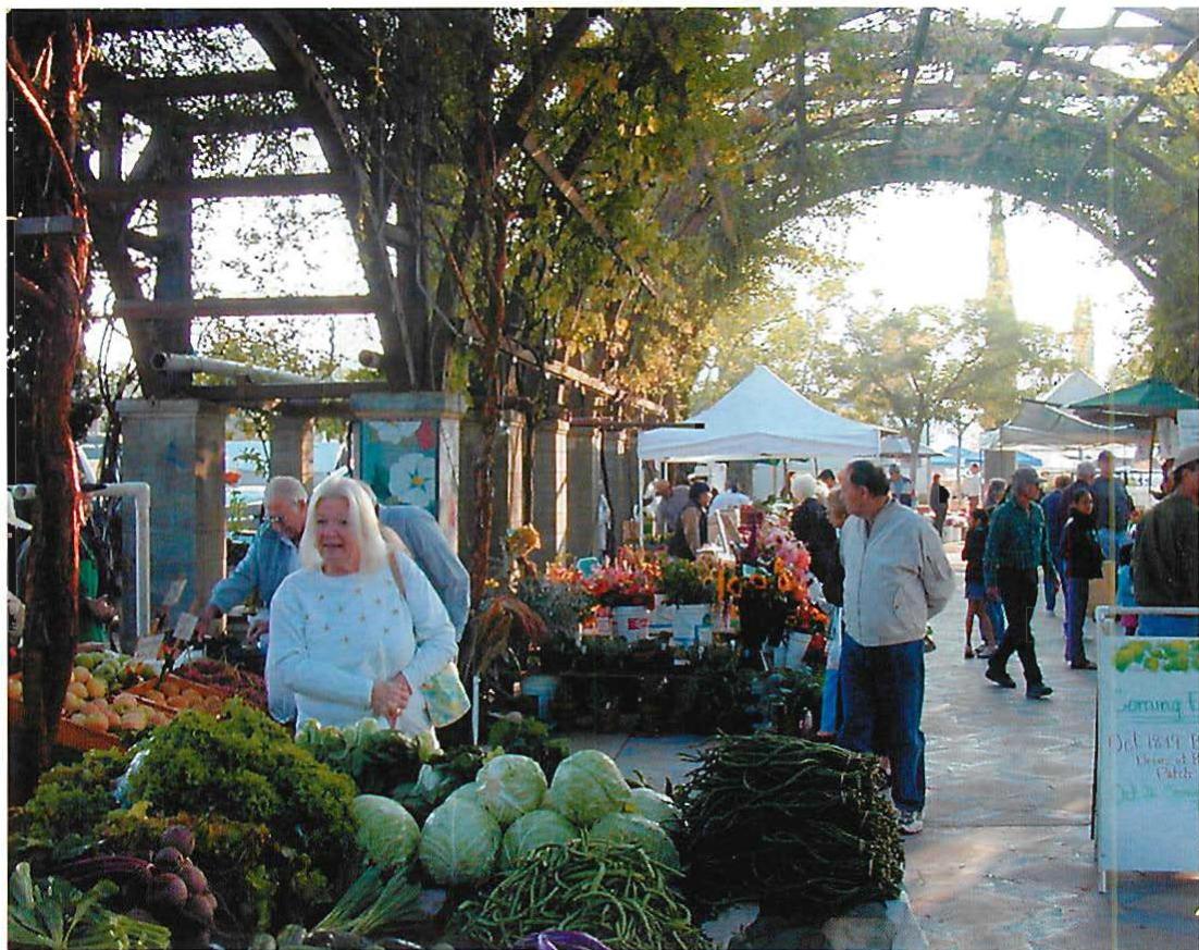 Fresno, California: The Fresno Farmer's Market, showing the complex, wooden, arched structure. Christopher Alexander with Carl Lindberg and Gary Black, 1988.