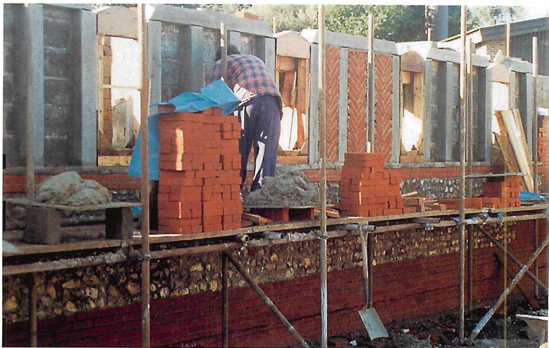North wall construction, West Dean Visitors center