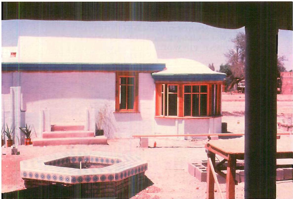 Fountain and community building. Mexicali. Christopher Alexander. Julio Martinez. Howard Davis. Don Corner. students and families. 1976.