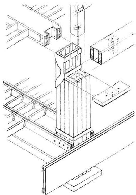 Cutaway drawing showing the build-up of the hollow column.