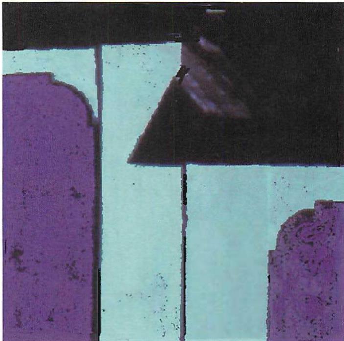 Martinez house. The curved white part is an ornamental concrete layer, shot in granite, using a simple jigsaw-cut piece of plywood as a form. Christopher Alexander, 1984.