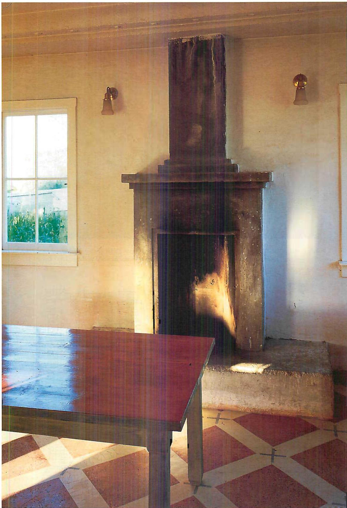 Fireplace of the kitchen. Martinez House, California, 1984.