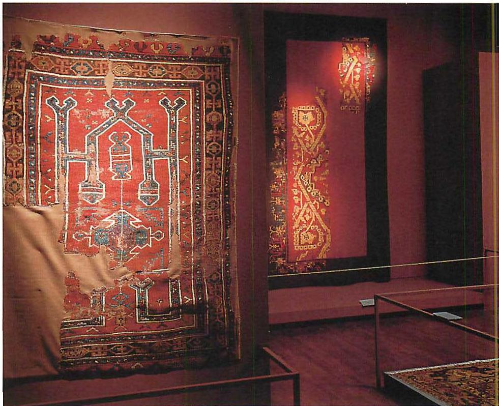 Further view of the Carpet Gallery of the San Francisco Museum, showing 15th century Turkish carpets, 1949. Here