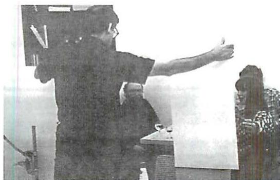 In our office in Linz, making cardboard mockups of the alcove.