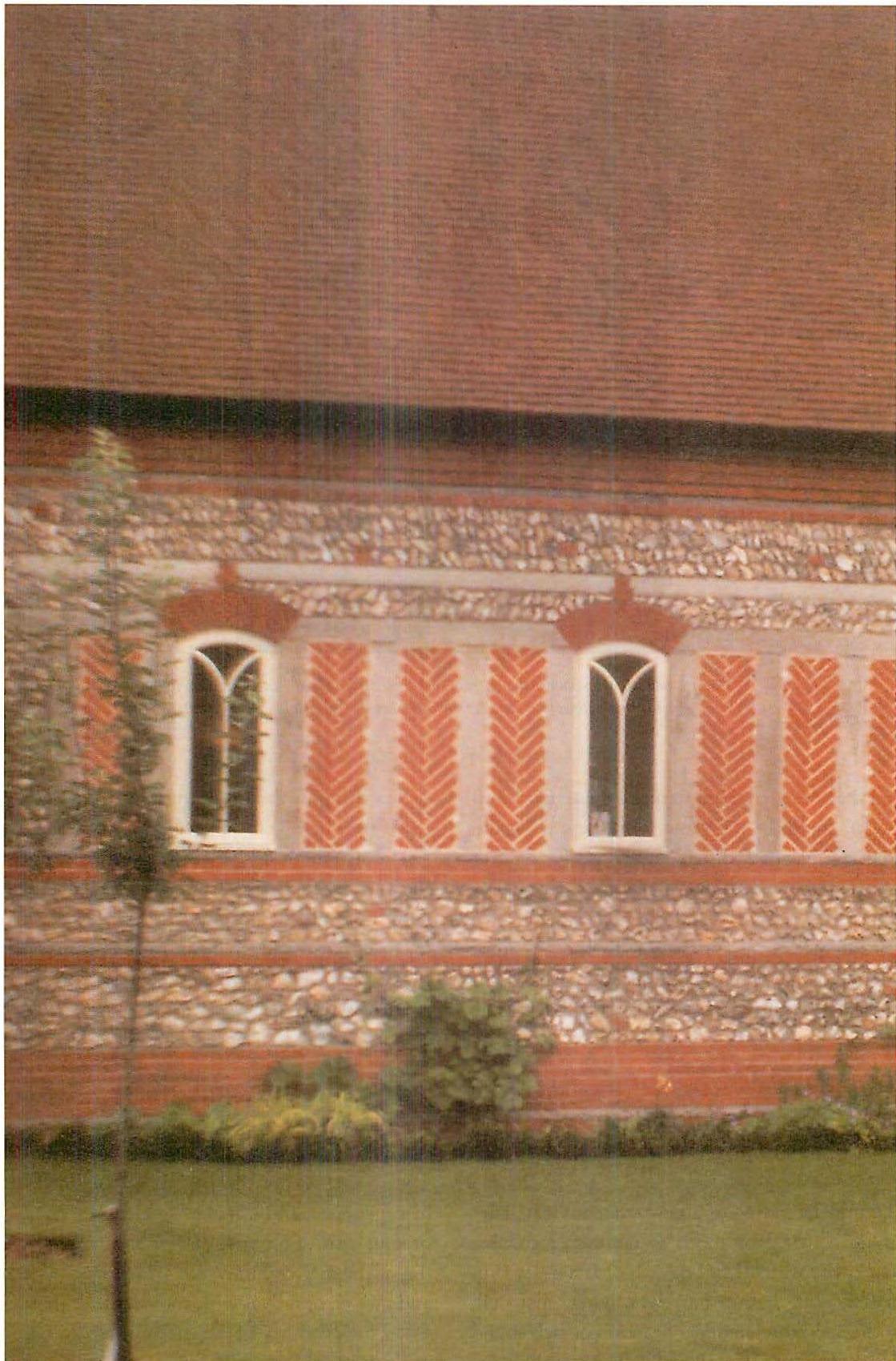 North wall, The West Dean Visitor's Centre, West Sussex, England. Christopher Alexander. 1996