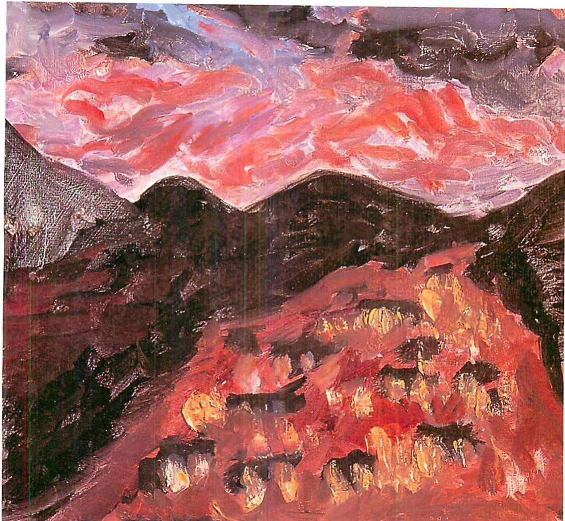 Freeway At Night. Oil painting, Christopher Alexander, 1991