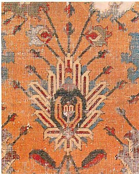 16th-century version of the blossom in a carpet from Tabriz.