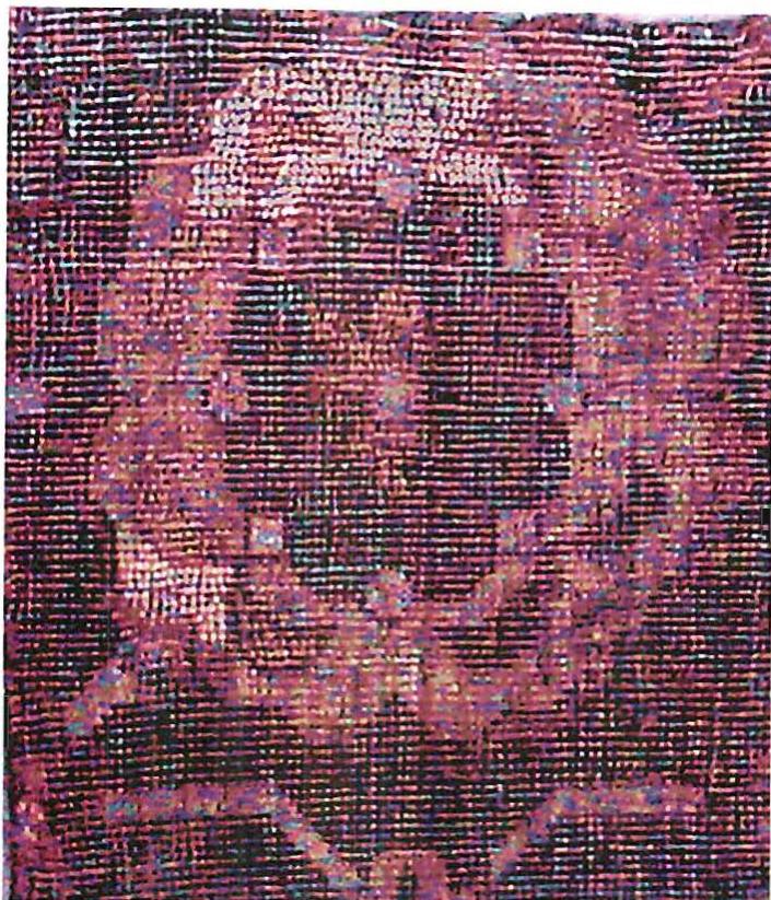 A far more powerful blossom. Compared with the blossoms on the left hand page, this blossom, which is another part of the 13th-century carpet fragment of page 113, is a far more powerful and subtle center.