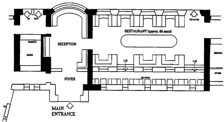 The plan of the building, with the four cross-walls shown in black. These four cross-walls, when pierced with arches, would begin to get a being-nature in themselves.