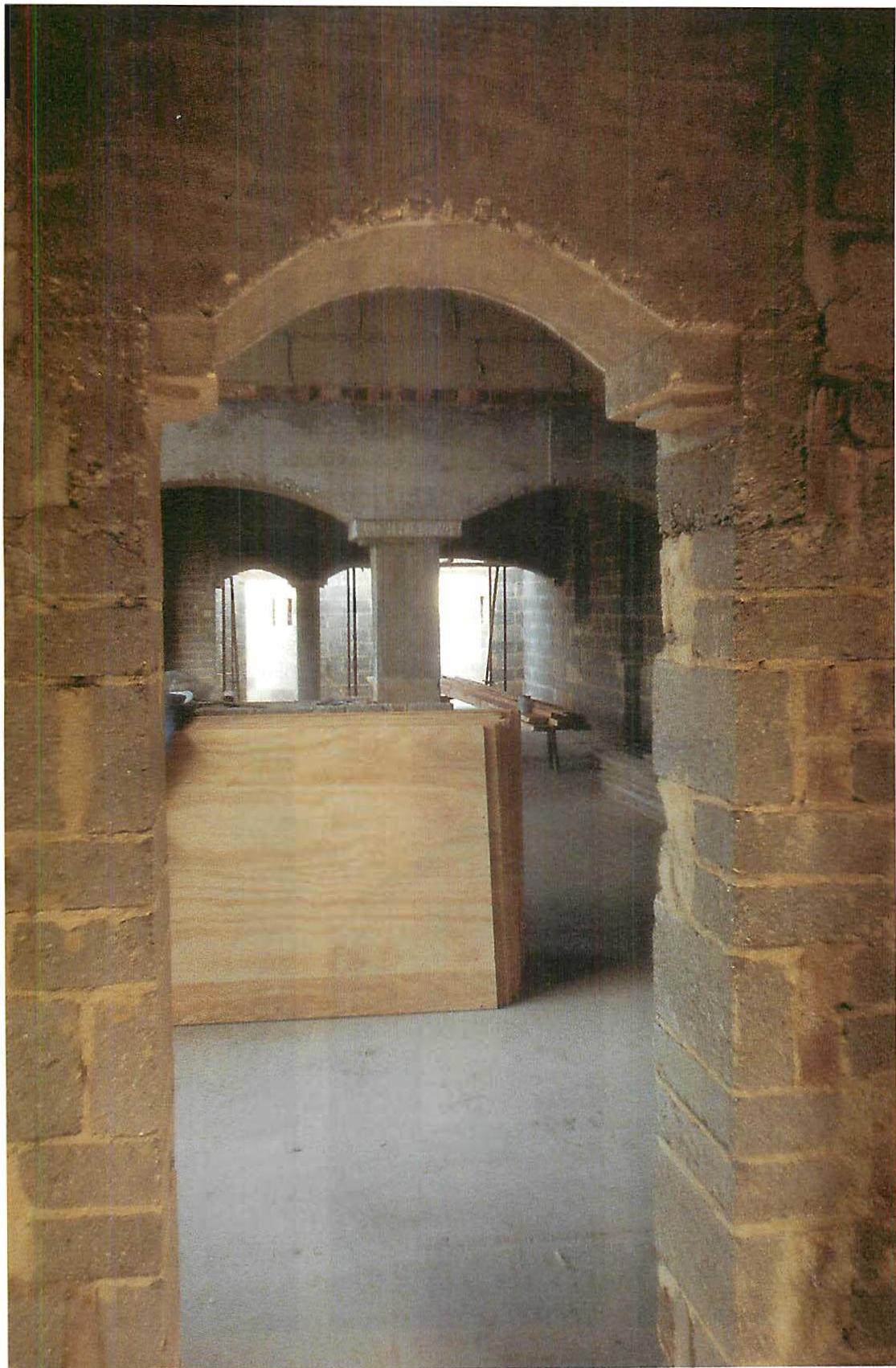 One of the openings, as it developed in rough block and concrete