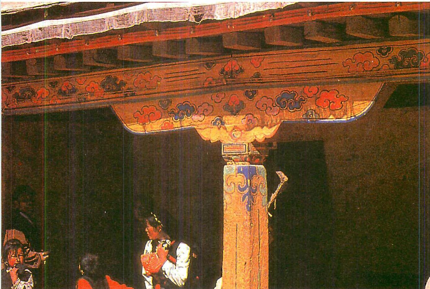 Capital of an ancient building in Lhasa, Tibet