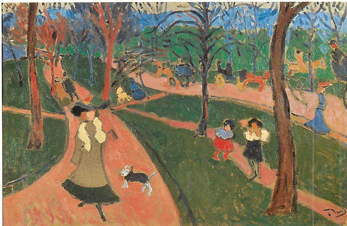 THIS HAS INNER LIGHT: Hyde Park, by Andre Derain, 1906. Though unrealistic, even harsh, this color is connected to the