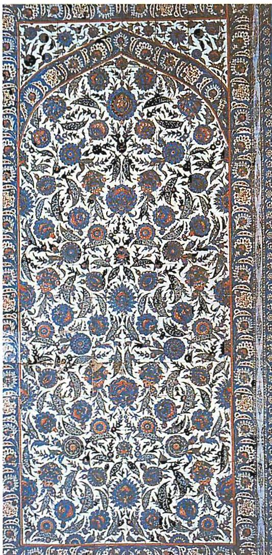 WHILE THIS DOES NOT: It seems pretty, at first; and was prized at the time it was made. But it does not deepen my sense of myself. It has no inner light. 16th-century Turkish tile panel from the Mehmet Pasha Mosque, Istanbul.