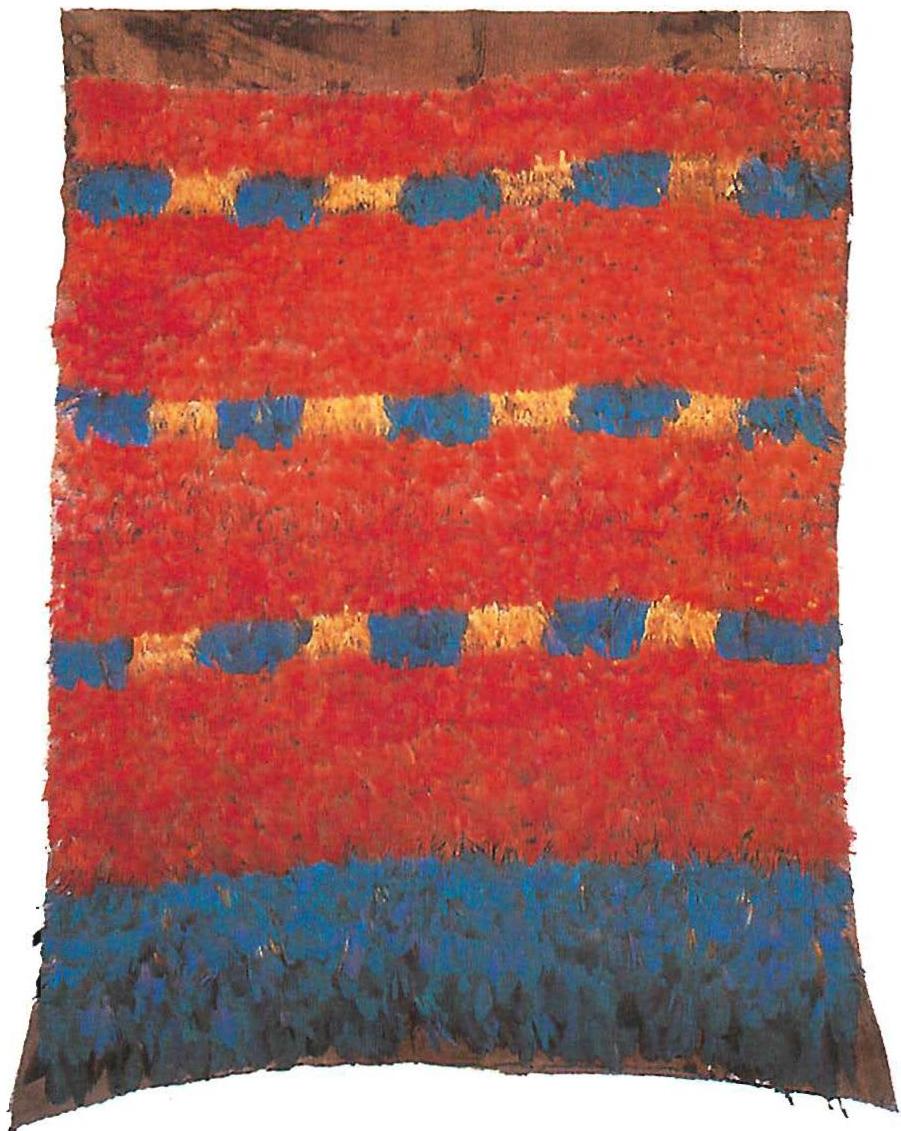 Hierarchy of colors: Inca textile made from red, yellow, and blue feathers