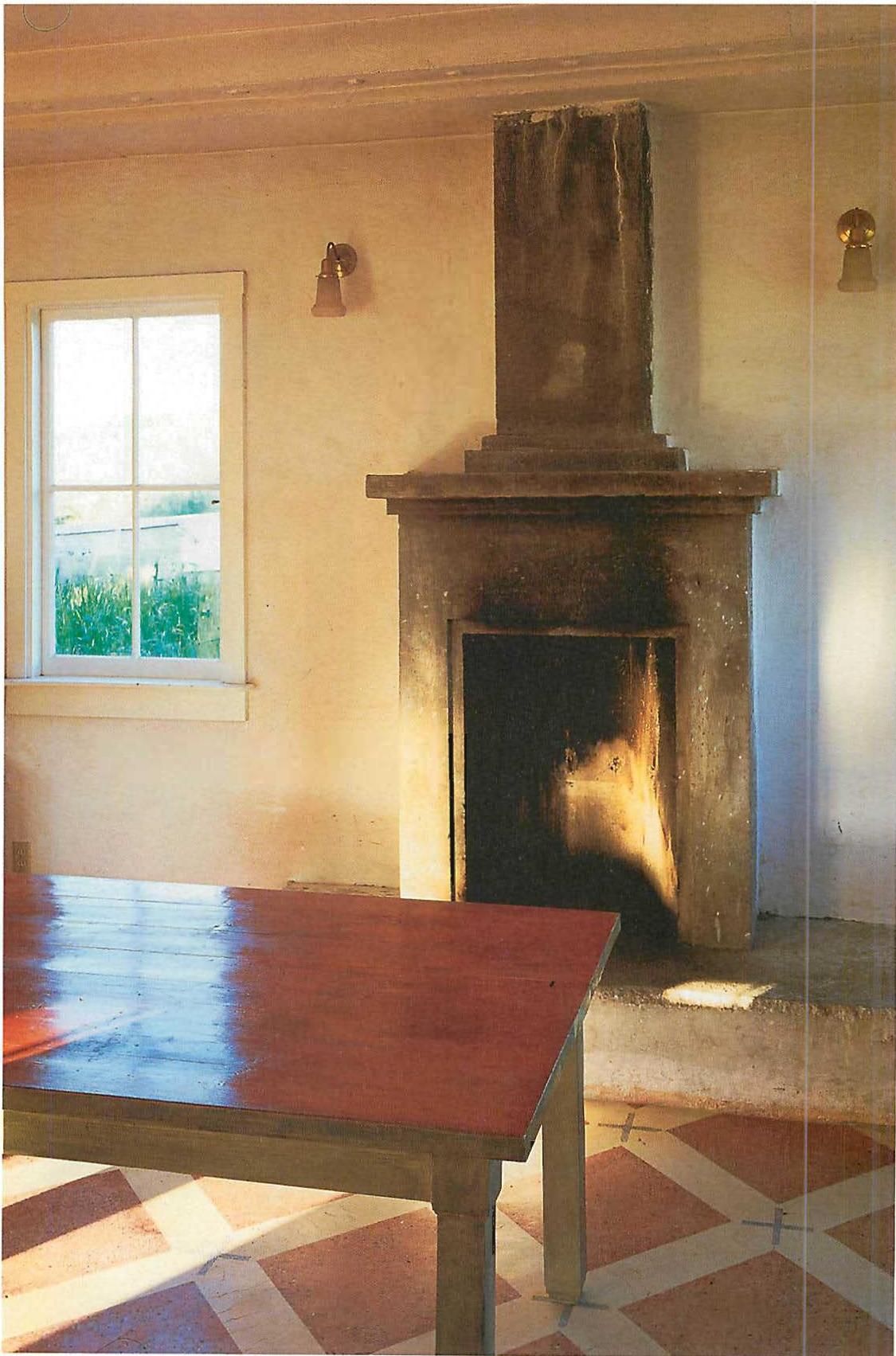 Fireplace of the kitchen. Martinez House, Christopher Alexander. 1978-83