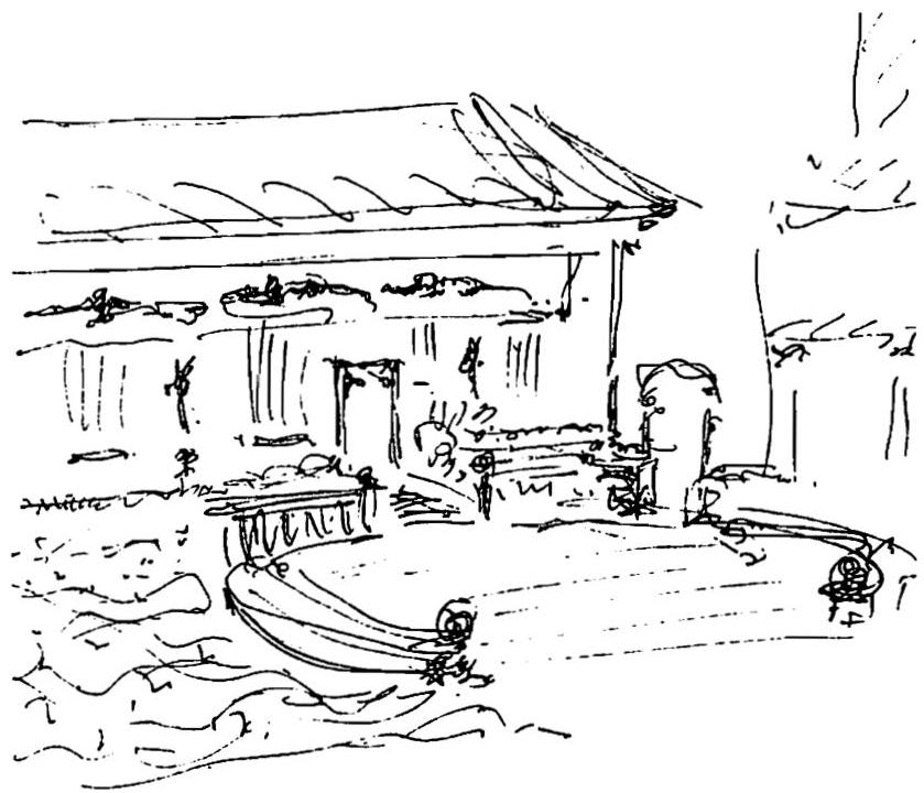 On this page: Two sketches of classroom buildings for the Waldorf School in Altadena, California